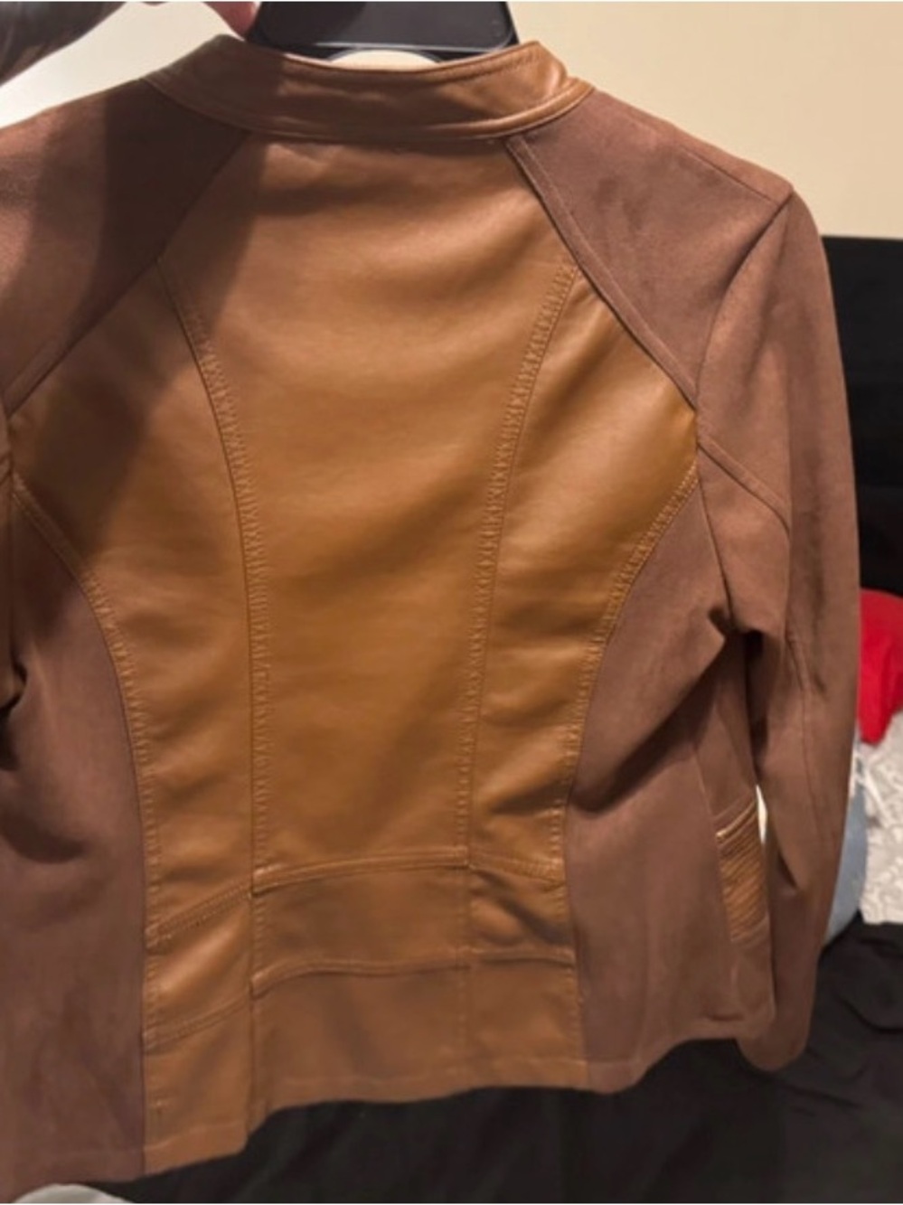 Marc New York Andrew Marc Brown Faux Leather & Suede Moto Jacket - Picture 2 of 3